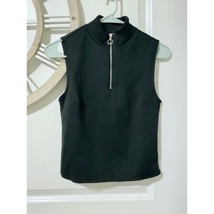 O-ring zip mock neck top